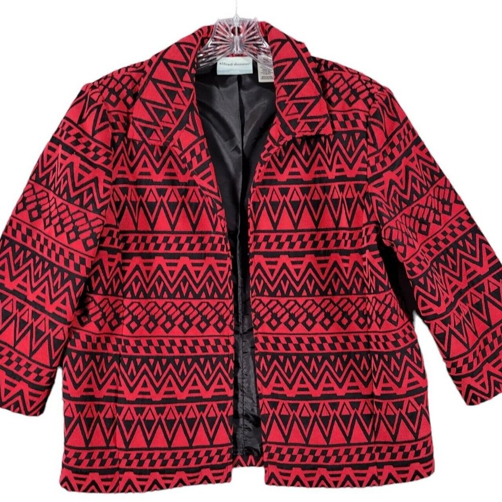 Alfred Dunner jacket Artesian design red and black print 18P